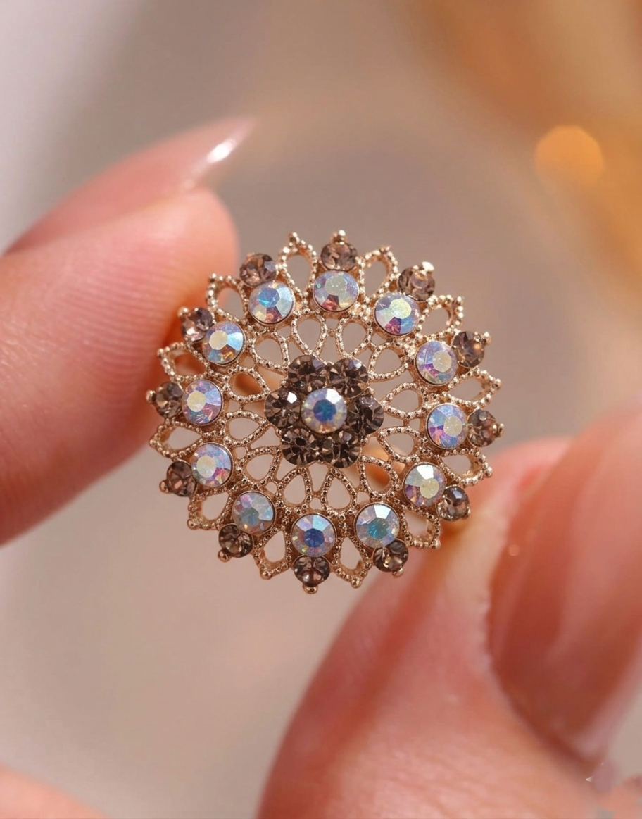 Aurora Crystal Bloom Statement Ring
