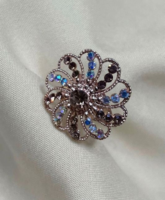 Twilight Crystal Bloom Statement Ring