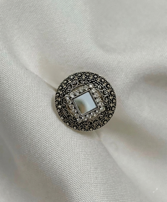 Vintage Mirror Charm Statement Ring