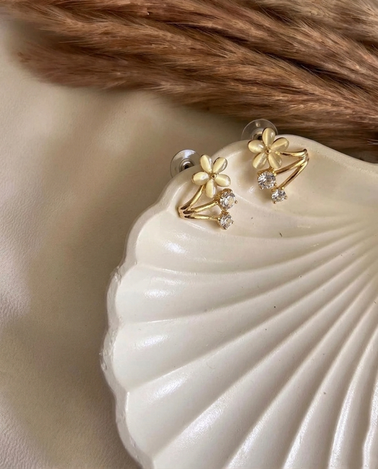 Golden Blossom Crystal Stud Earrings