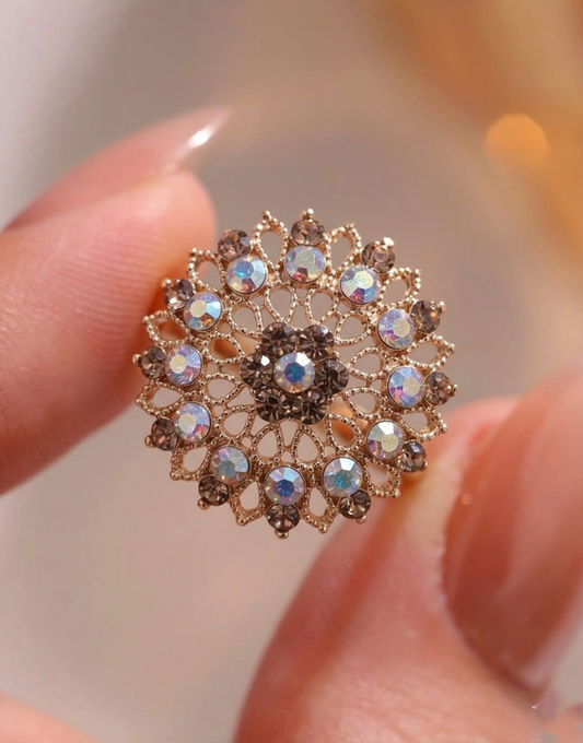 Aurora Crystal Bloom Statement Ring