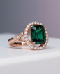 Emerald Royale Halo Statement Ring